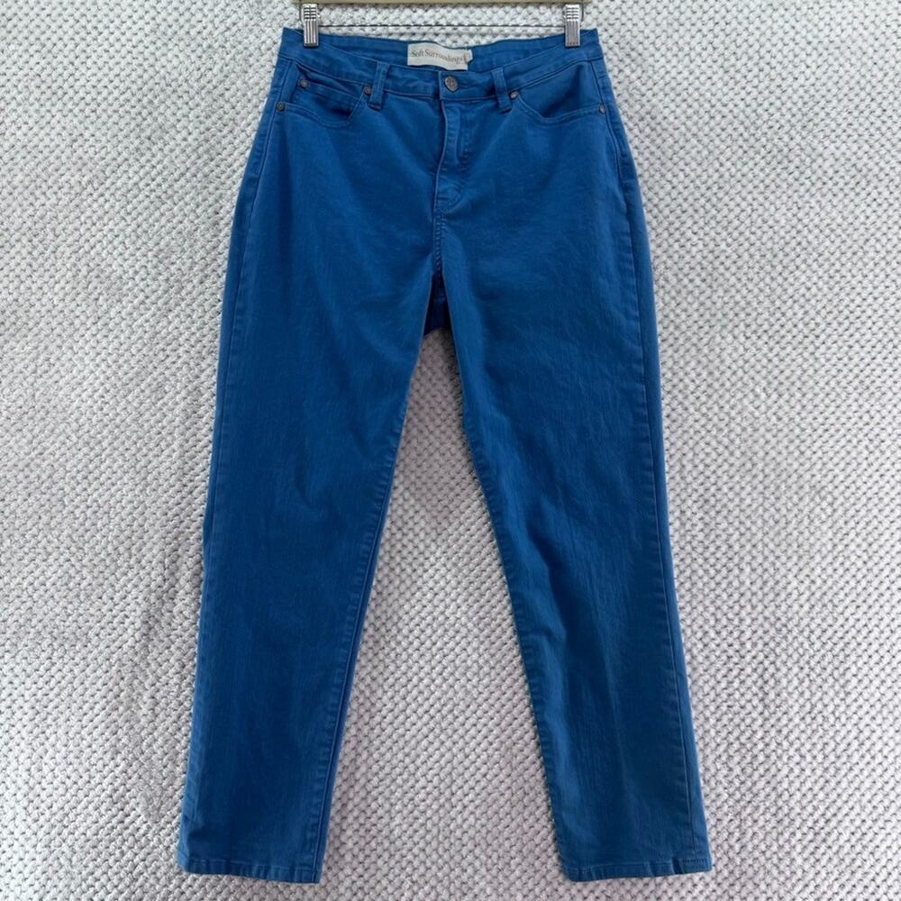 Soft Surroundings Jeans Womens 10 Blue Mid Rise Straight Leg Colorful Whimsy